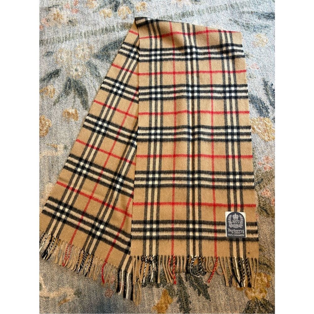 Authentic Vintage Burberry Nova Check Scarf 100% Cashmere